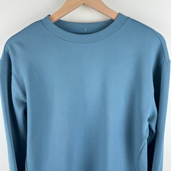 Mens Waffle Knit Sweatshirt Blue Crew Neck Long Sleeve All in Motion Size Small - Picture 2 of 7